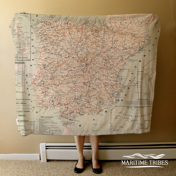 Vintage Map of Spain Blanket