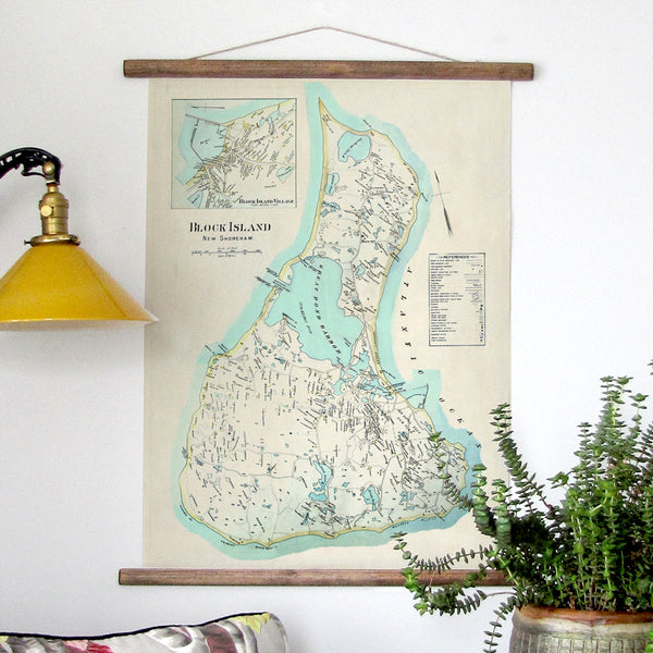 Block Island Antique New Shoreham Map Scroll