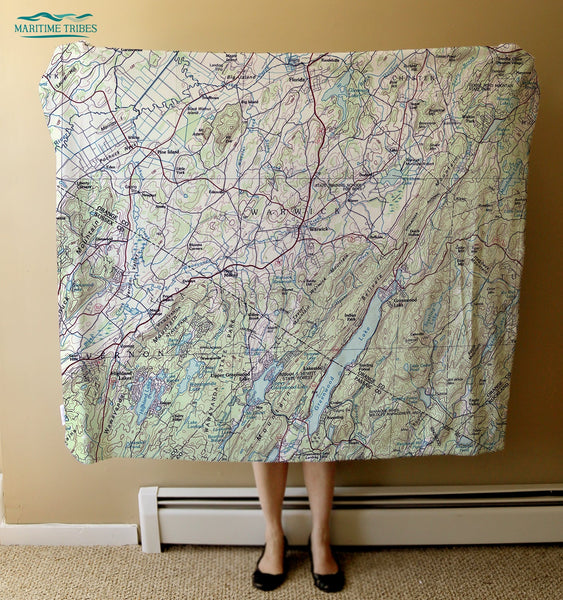 Warwick, NY Vintage Topo Map Blanket