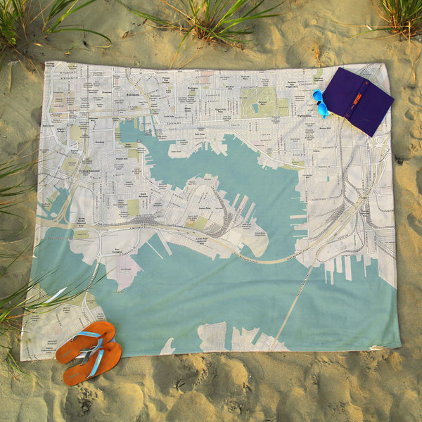 Baltimore MD Sea Glass Map Blanket