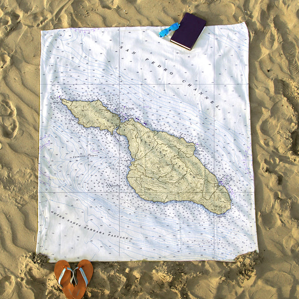 Santa Catalina Island CA Nautical Chart Blanket