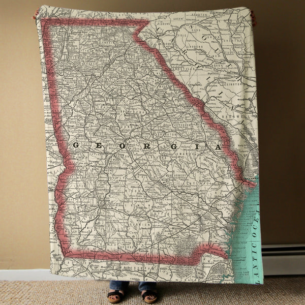 Georgia Vintage Map Blanket