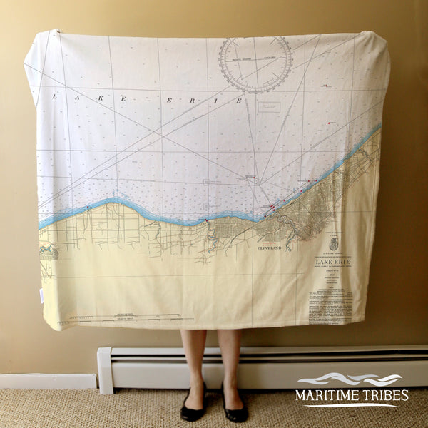 Lake Erie Nautical Chart 1950 Blanket