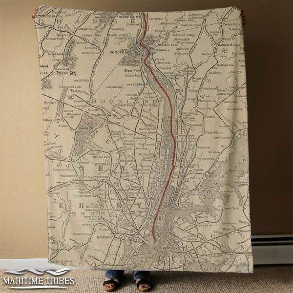 Stony Point to Kings antique map Blanket