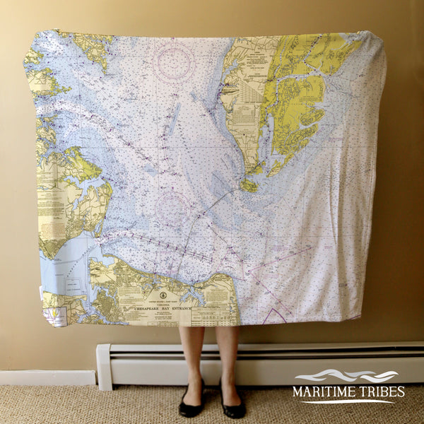 Chesapeake Bay Entrance VA Nautical Chart Blanket