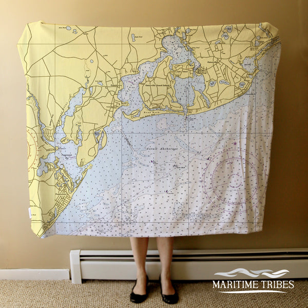 Osterville, MAVintage Nautical Chart Blanket