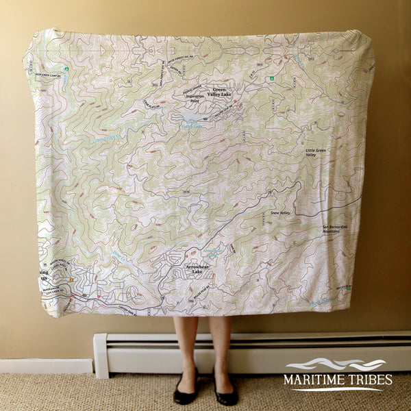 Green Valley Lake CA Vintage topo Map Blanket