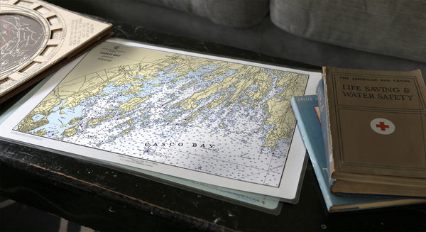 Casco Bay , ME Nautical Chart Placemats, set of 4