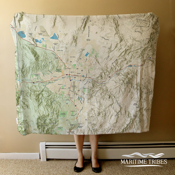 Reno Nevada Charted Territory Map Blanket