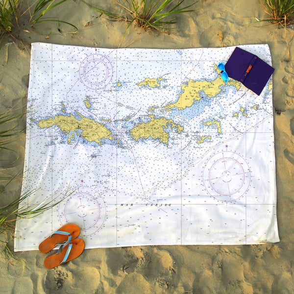 USVI - St. Thomas and St. John, Nautical Chart Blanket