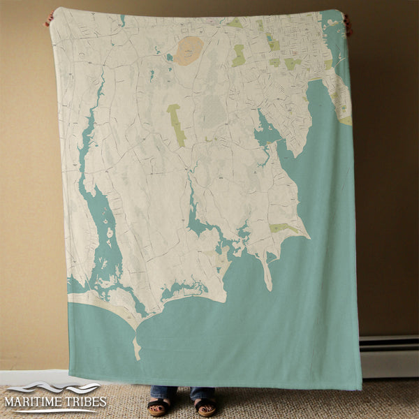 South Dartmouth Sea glass map With labels Blanket