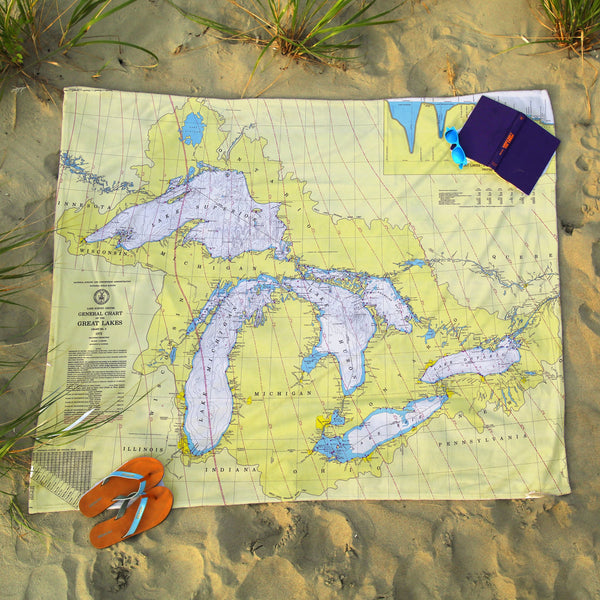 Great Lakes All Over Map Blanket