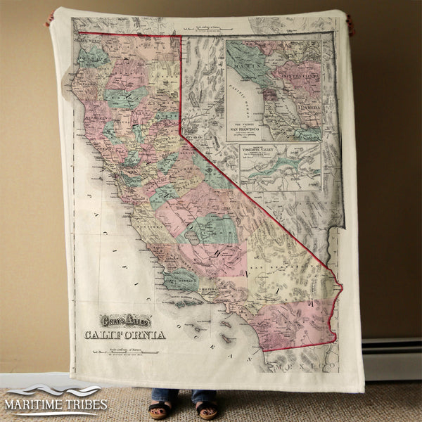 California Vintage State Map Blanket