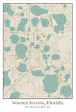 Winter Haven, FL Sea Glass Map Scroll