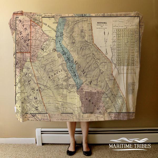 Sonoma County Vintage Atlas Map Blanket