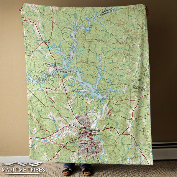 Lake Sinclair Topo Map Blanket