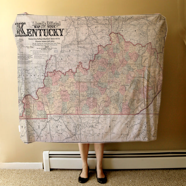 Kentucky Vintage Map Blanket