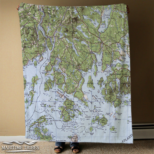 Blue Hill, ME Topo Map - muted Blanket