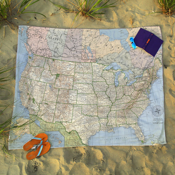 Vintage USA Map Blanket