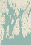 Bristol RI, Sea Glass Map Scroll