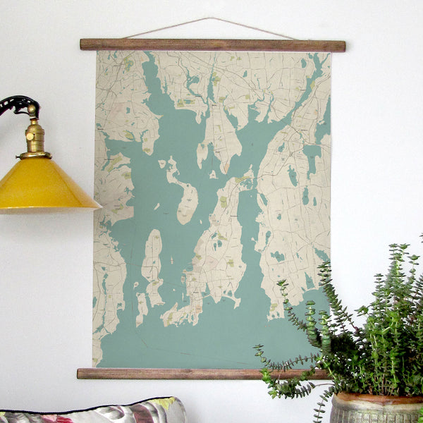 Brunswick, ME, Casco Bay Vintage Nautical Chart Scroll