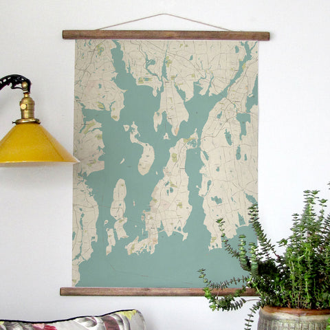 Brunswick, ME, Casco Bay Vintage Nautical Chart Scroll