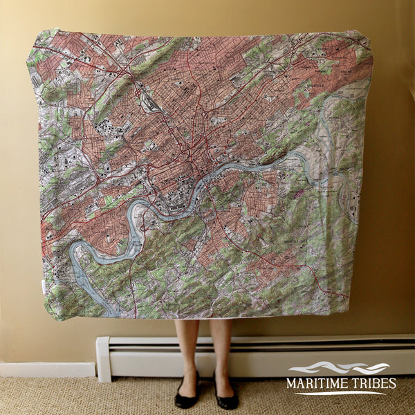 Knoxville, TN Topo Map Blanket
