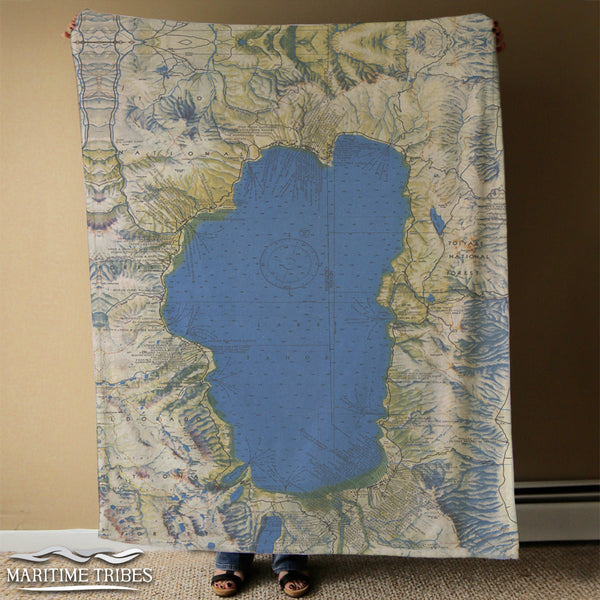 Lake Tahoe, CA - Vintage Map Blanket