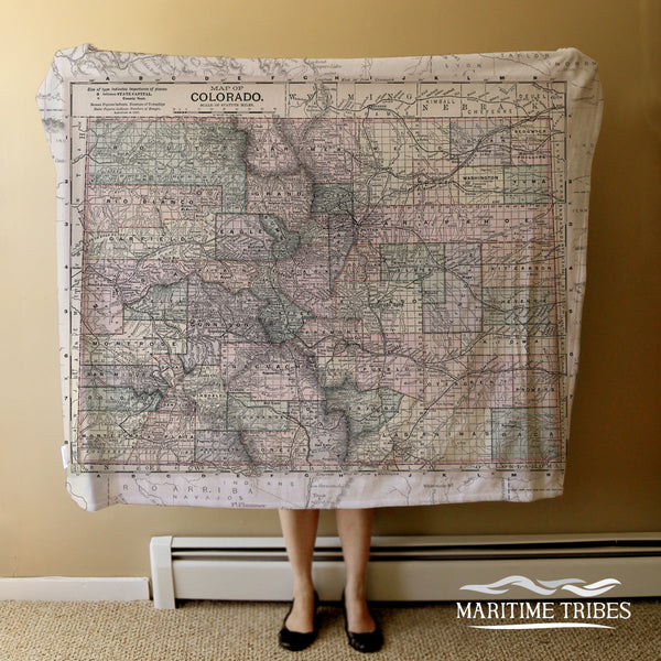 Colorado State Vintage Map Blanket