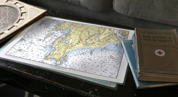 Hermit Island Nautical Chart Placemats, set of 4