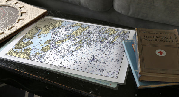 Chebeague Island , ME Nautical Chart Placemats, set of 4