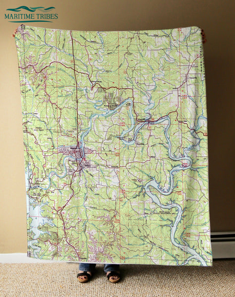 Lake Taneycomo, MO Vintage Map Blanket
