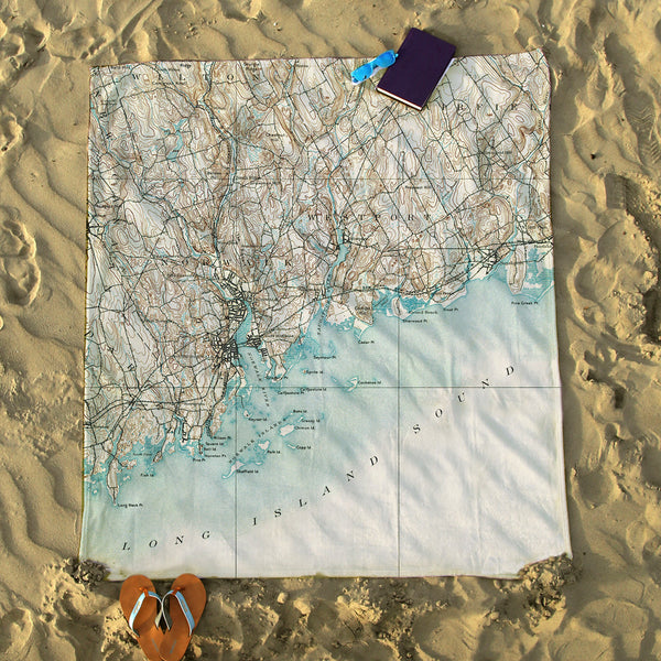 Westport CT Vintage Topo Map Blanket