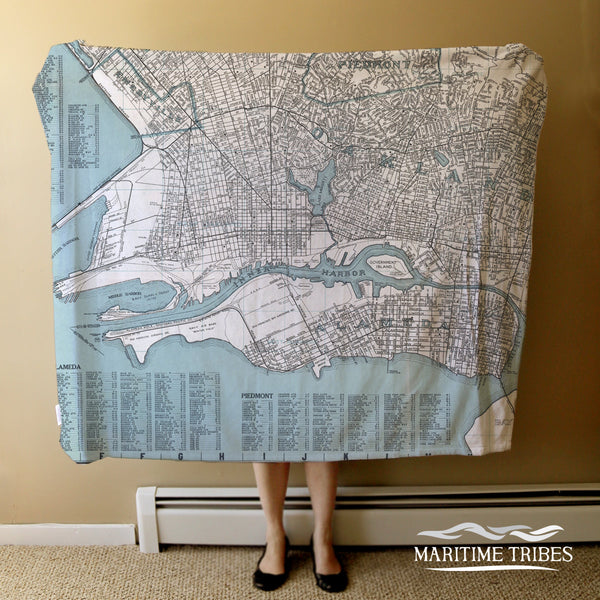 Alameda - Oakland, CA Vintage Map Blanket