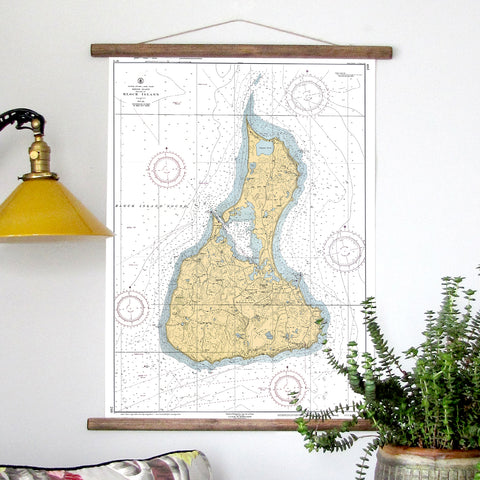 Block Island Nautical Chart Scroll