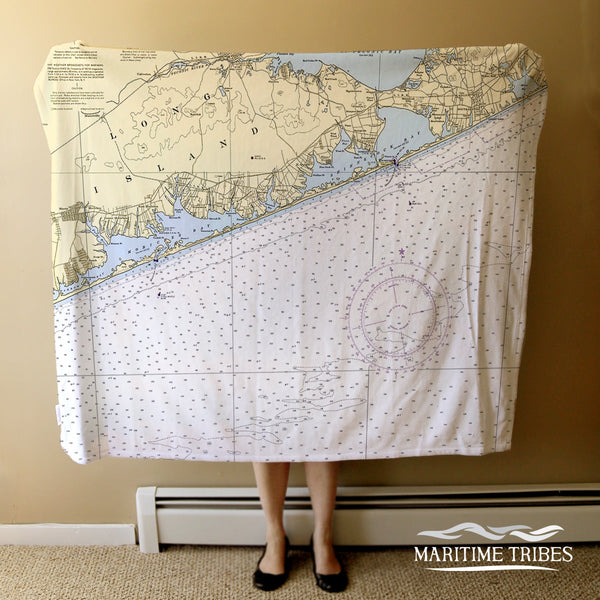 West Hampton, Long Island, NY - Nautical Chart Blanket