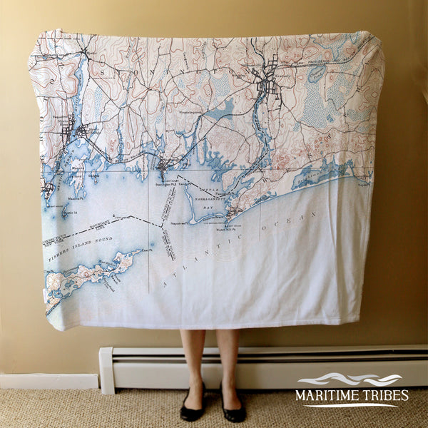 Westerly, RI Vintage Topo Map Blanket