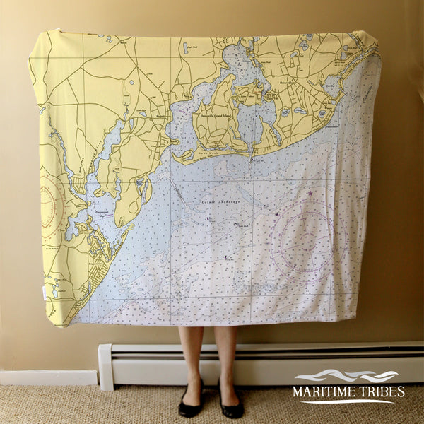 Cotuit - Santuit, MA Vintage Nautical Chart Blanket