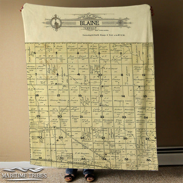 Blaine County Nebraska Antique Map Blanket