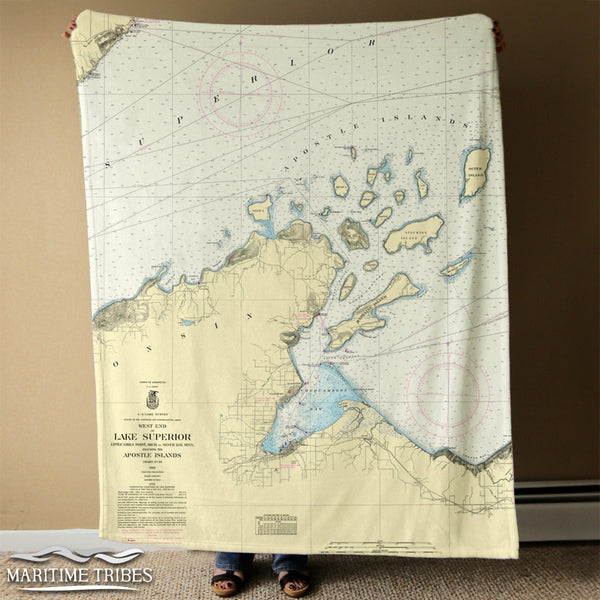 Apostle Islands, WI Lake Superior Nautical chart Blanket