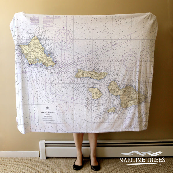 Hawaiian Islands - Oahu to Maui, HI Nautical Chart Blanket