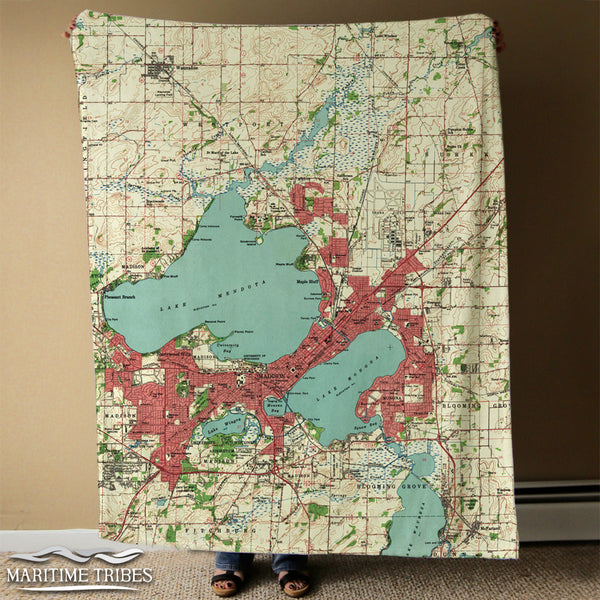 Madison, WI - Topo Map Blanket