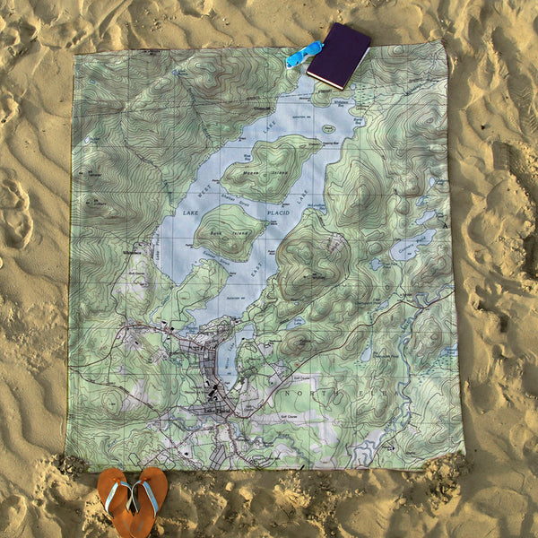 Lake Placid, NY Topo Map Blanket