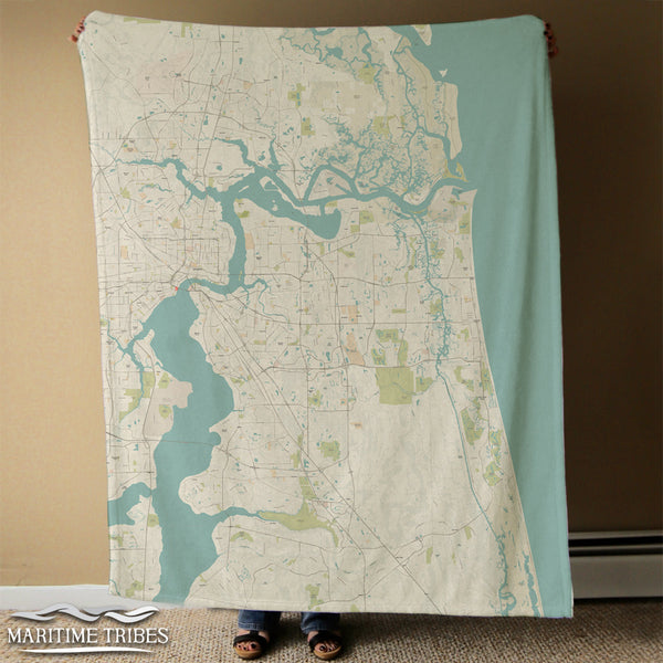 Jacksonville Area Seaglass Map Blanket