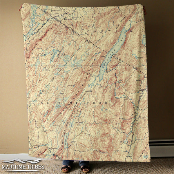 Greenwood Lake, NY Vintage Topo Map Blanket