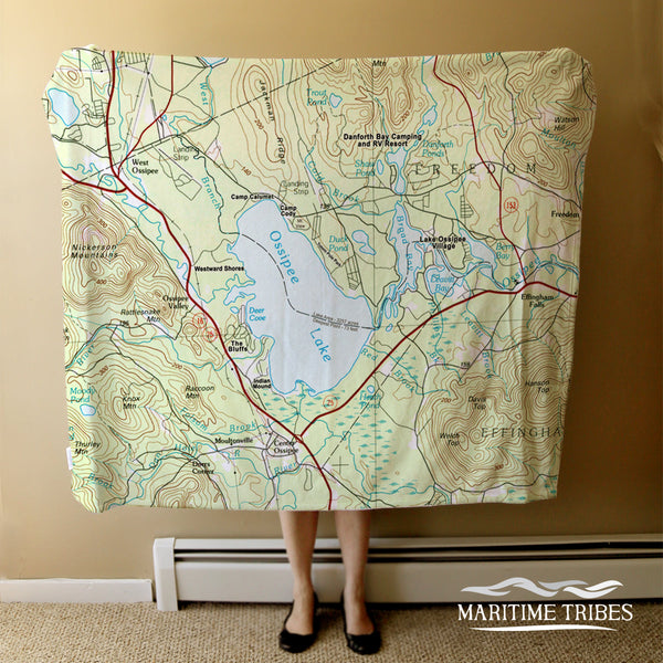 Ossipee Lake, NH Topo Map Blanket