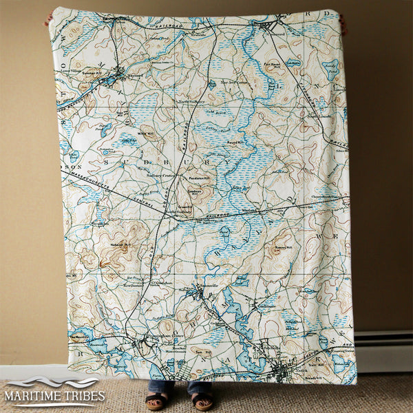 Sudbury MA Antique Map Blanket